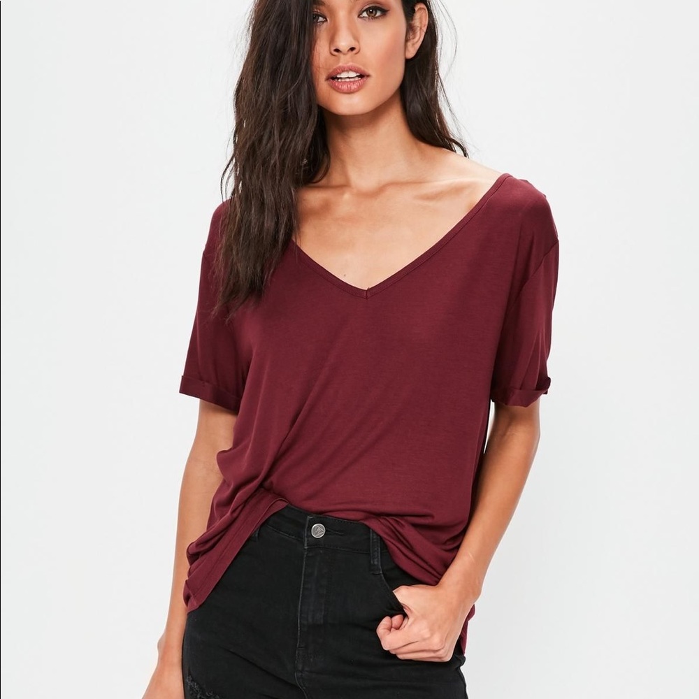 Missguided basic maroon tee